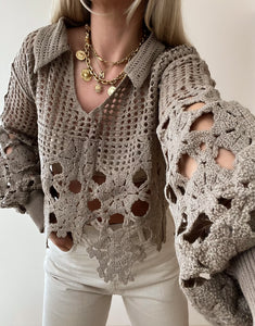 HAMPSTEAD TAUPE CUTWORK TOP