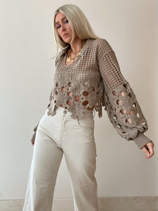 HAMPSTEAD TAUPE CUTWORK TOP