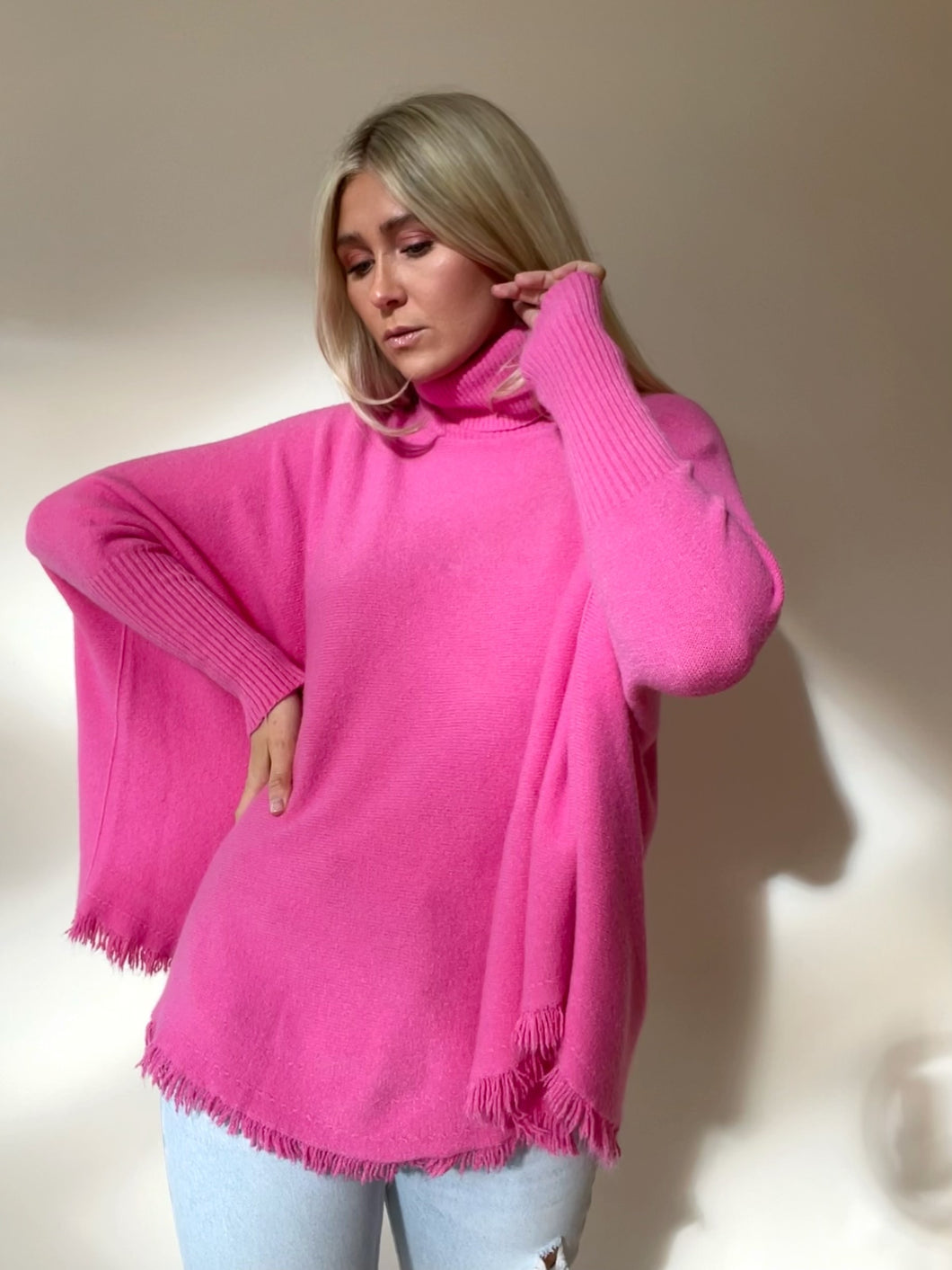 CHELSEA COLOUR POP PINK ROLL NECK